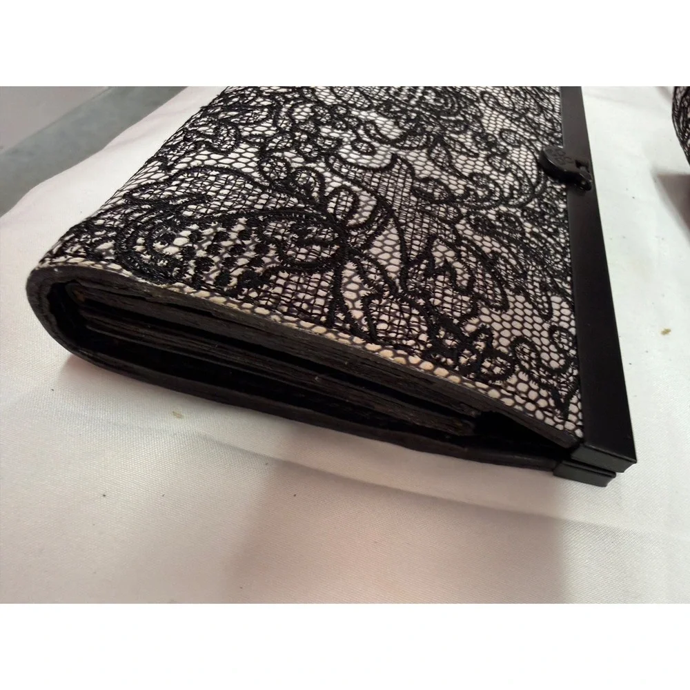 NWT PATRICIA NASH CAUCHY LEATHER FRAME CLUTCH WALLET BLACK CHANTILLY‎ LACE $129